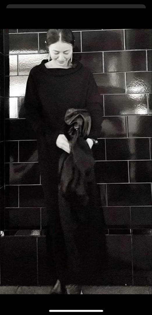 loin. ロワン 井川遥 ニットロングドレス ニットワンピース 黒 M