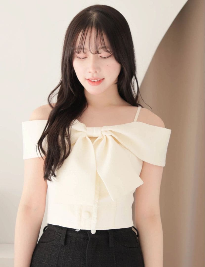 【新品タグ付き】 Lip Service ツイードリボンオフショルトップス リップサービス LIP SERVICE ツイードリボンオフショルトップス