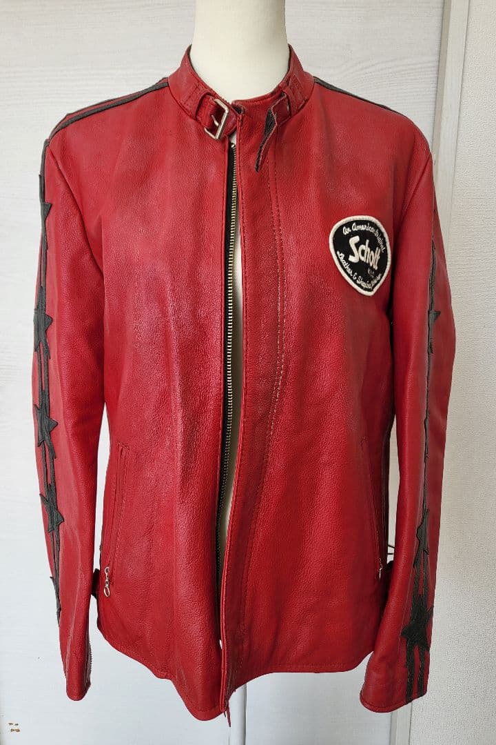 【TK】ショット　100周年記念モデル　レッドレザージャケット 国旗 schott ショット 100周年記念限定モデル ROSIE ロージー ステアハイド