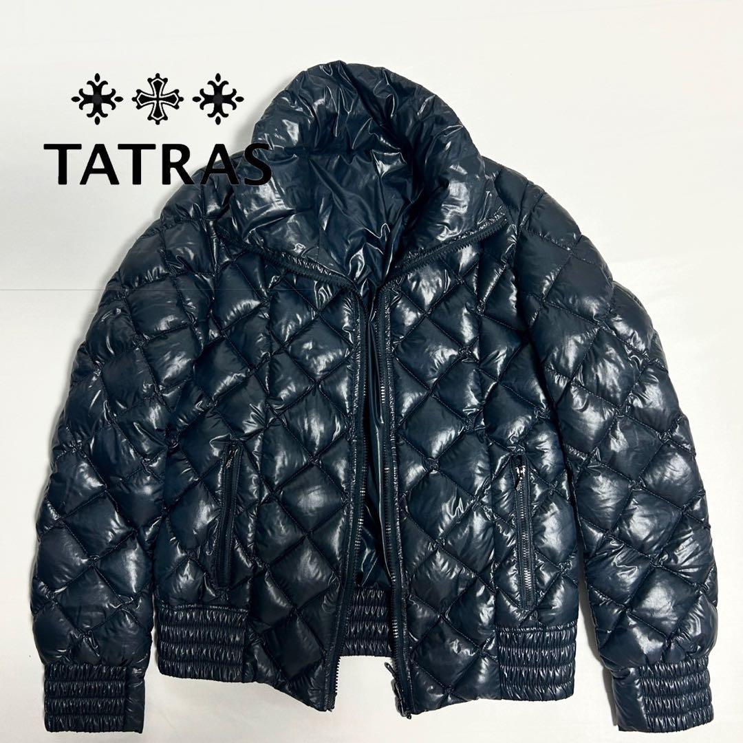 石*る様 【TATRAS】タトラス ダウンジャケット 34 キルティング 黒ネイ TATRAS (タトラス) ブロックキルティング フード着脱 フルジップ