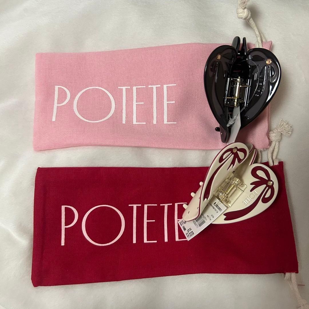 POTETE ブラック ブラウン ホワイト ハート型ヘアクリップ ハートクリップ この冬のPOTETE ポップアップで買ったヘアクリップたち。 ハート