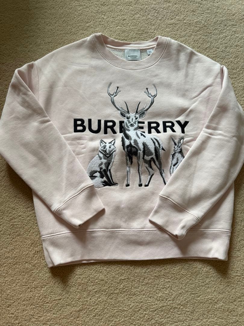BURBERRY ピンク トレーナー 10Y Burberry バーバリー ベア ノバチェック クマ刺繍 トレーナー ピンク