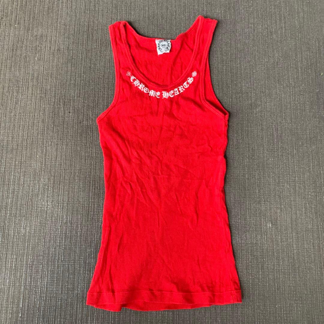 Chrome Hearts 赤 タンクトップ Chrome Hearts Red T-Bar Script Logo Tank Top - SRM – SHENGLI ROAD