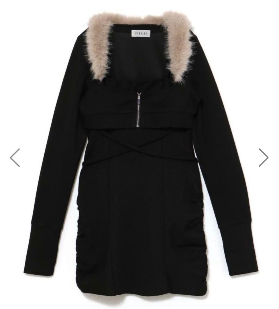 BUBBLES ファーカラークロスワンピース BUBBLES ファーカラークロスワンピース - メルカリ