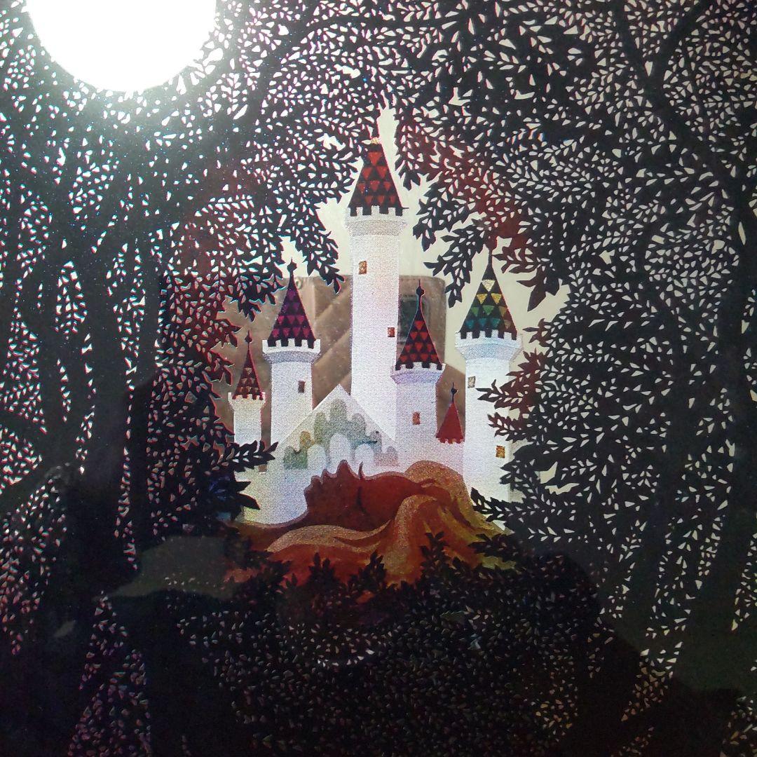 アンジェ　藤城清治 パブミラー 壁掛け 影絵作家の名作　巨匠　昭和レトロ 藤城清治 パブミラー 城 白馬 王子様 壁掛け 日本が誇る影絵作家の名作