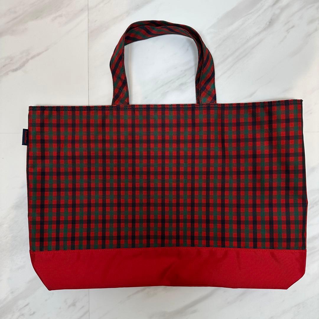 familiar ファミリア トートバッグ レッスンバッグ 赤系チェック