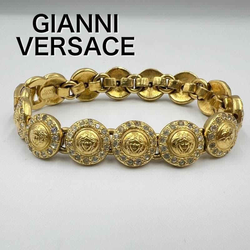 GIANNI VERSACE ブレスレット メデューサ ラインストーン GIANNI VERSACE * Vintage Gold Tone Medusa Bracelet - Etsy