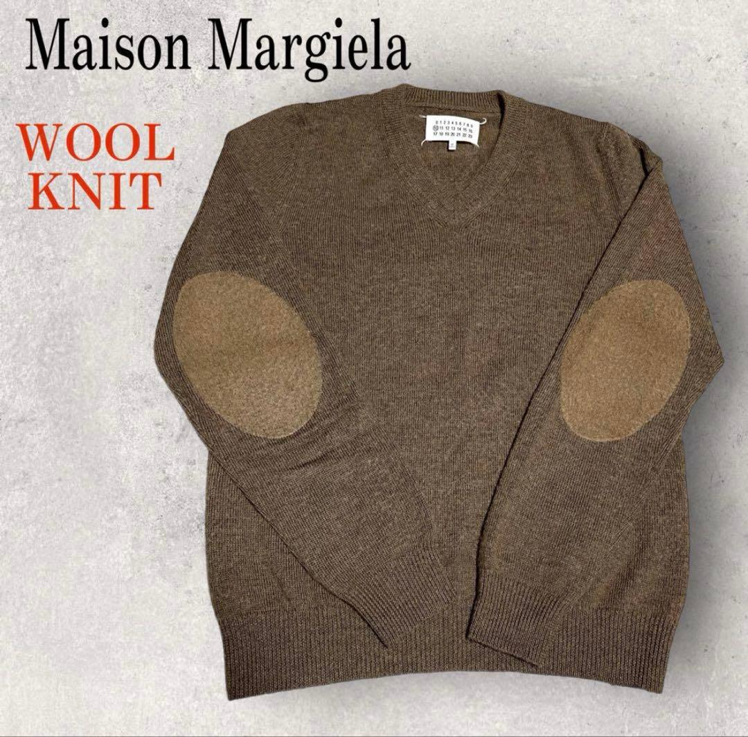 美品 Maison Margiela エルボーパッチ ウールニット ブラウン 茶