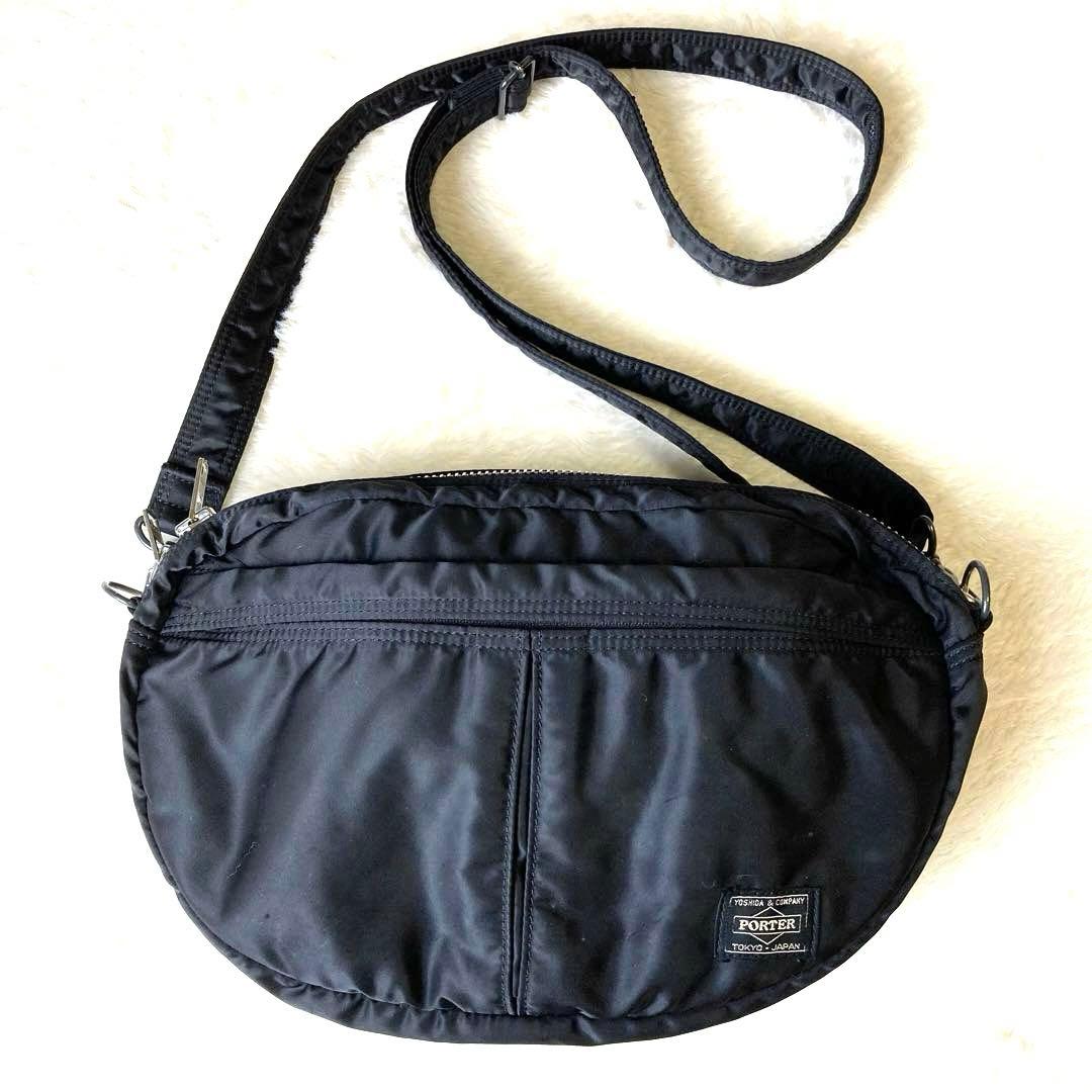 ポーター タンカー ショルダーバッグ オーバル ハーフムーン ブラック