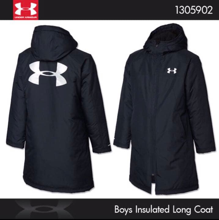 期間限定値引　アンダーアーマー ベンチコート YLG ブラック ロングコート UNDER ARMOUR（アンダーアーマー） ベンチコート 中綿 メンズ UAロゴ