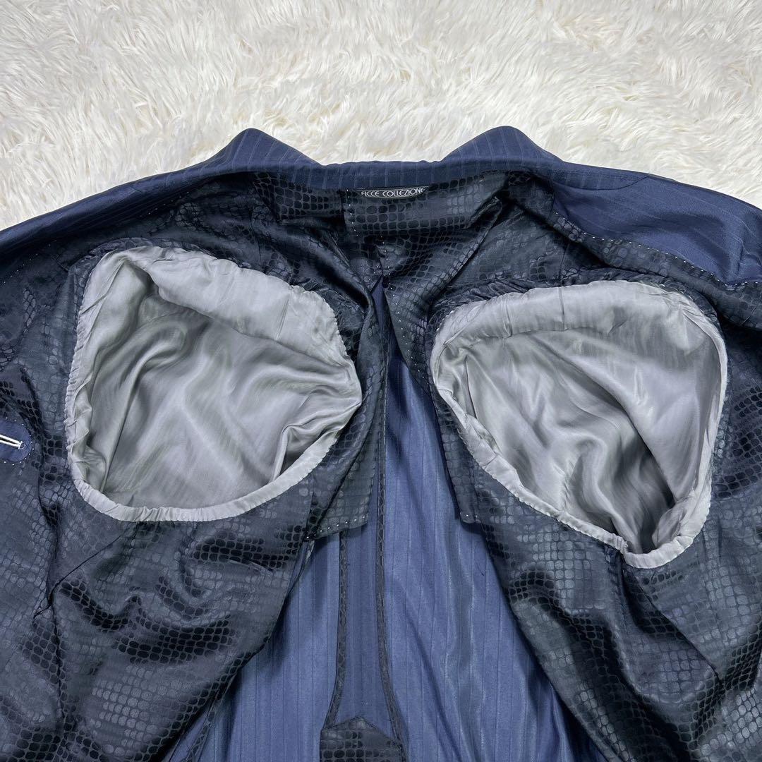 大きいサイズ】6L フィッチェ ストライプスーツ ネイビー ドン小西 美