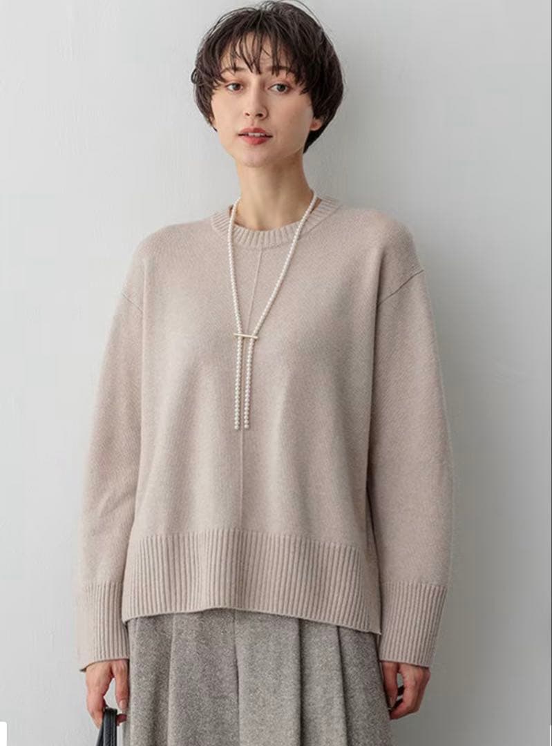 【新品タグ付】カシミヤブレンド クルーネック ニット38 洗える】カシミヤブレンド クルーネック ニット （ニット・セーター