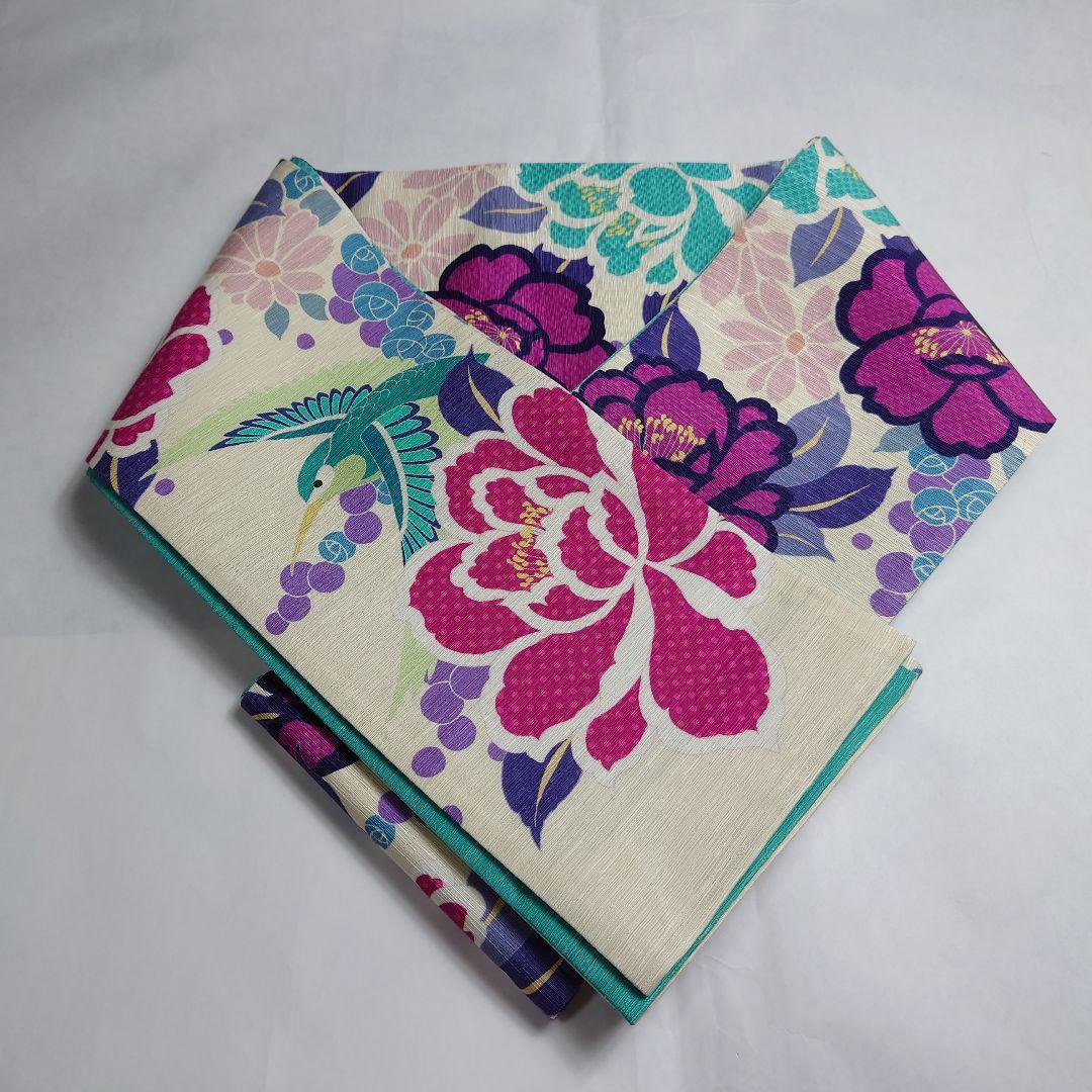 正絹 半幅帯 wakka ワッカ ハチドリ 大花 図案 訳あり 楽天市場】半幅帯 WA・KKA WAKKA ワッカ 「大兎祭」 リバーシブル 正絹