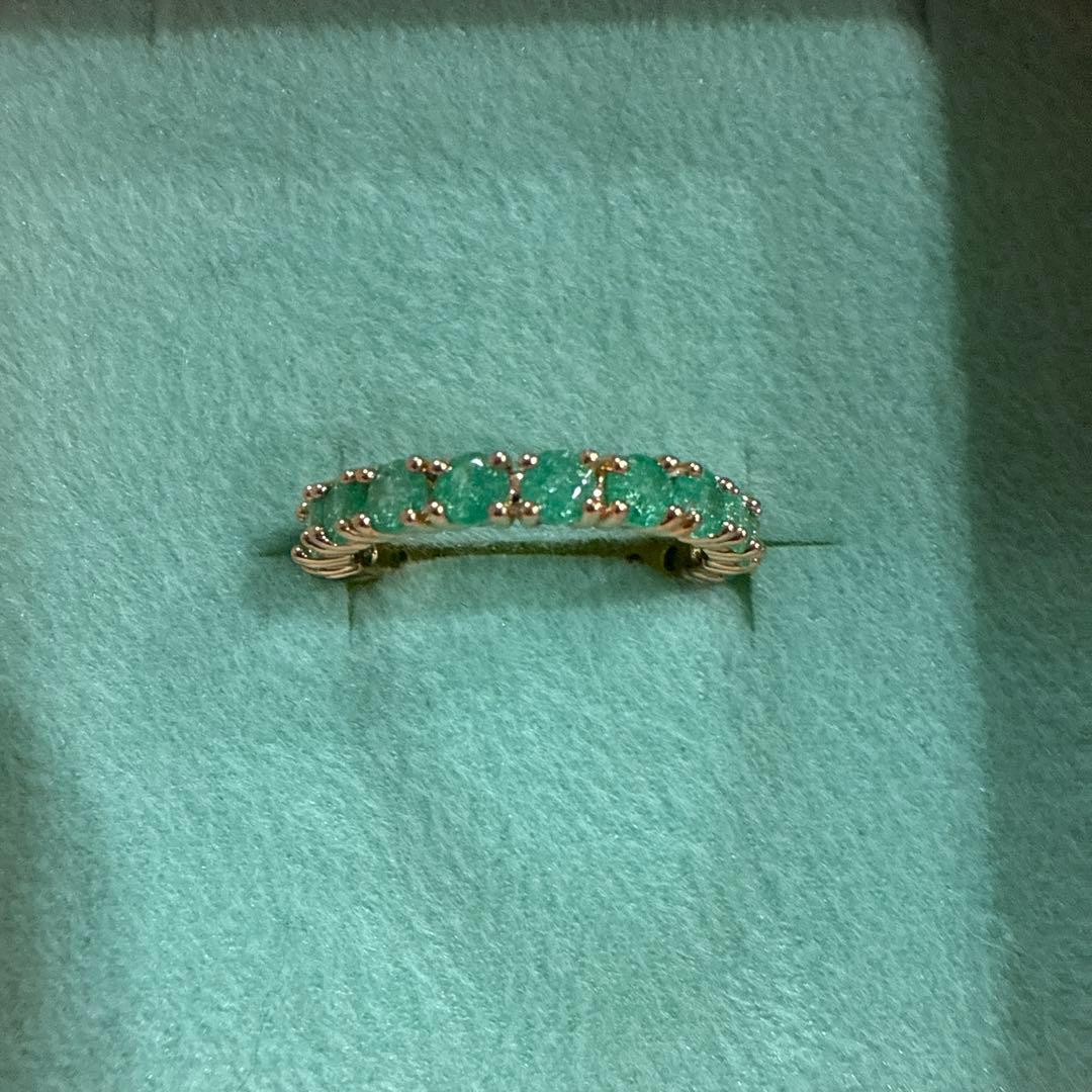 12、13号14K フルエタニティ 非加熱天然石 グリーンエメラルド ザンビア産 ザンビア産エメラルド 0.138ctルース