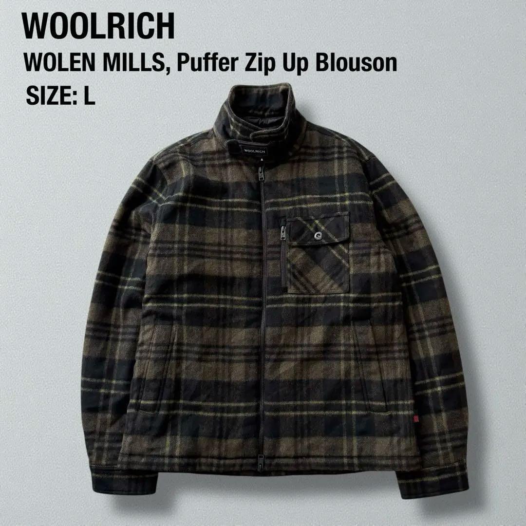 【ウールリッチ】WOOLEN MILLS 中綿ブルゾン チェック柄　L WOOLRICH（ウールリッチ） 古着 70年代 チェック柄 ウールジャケット