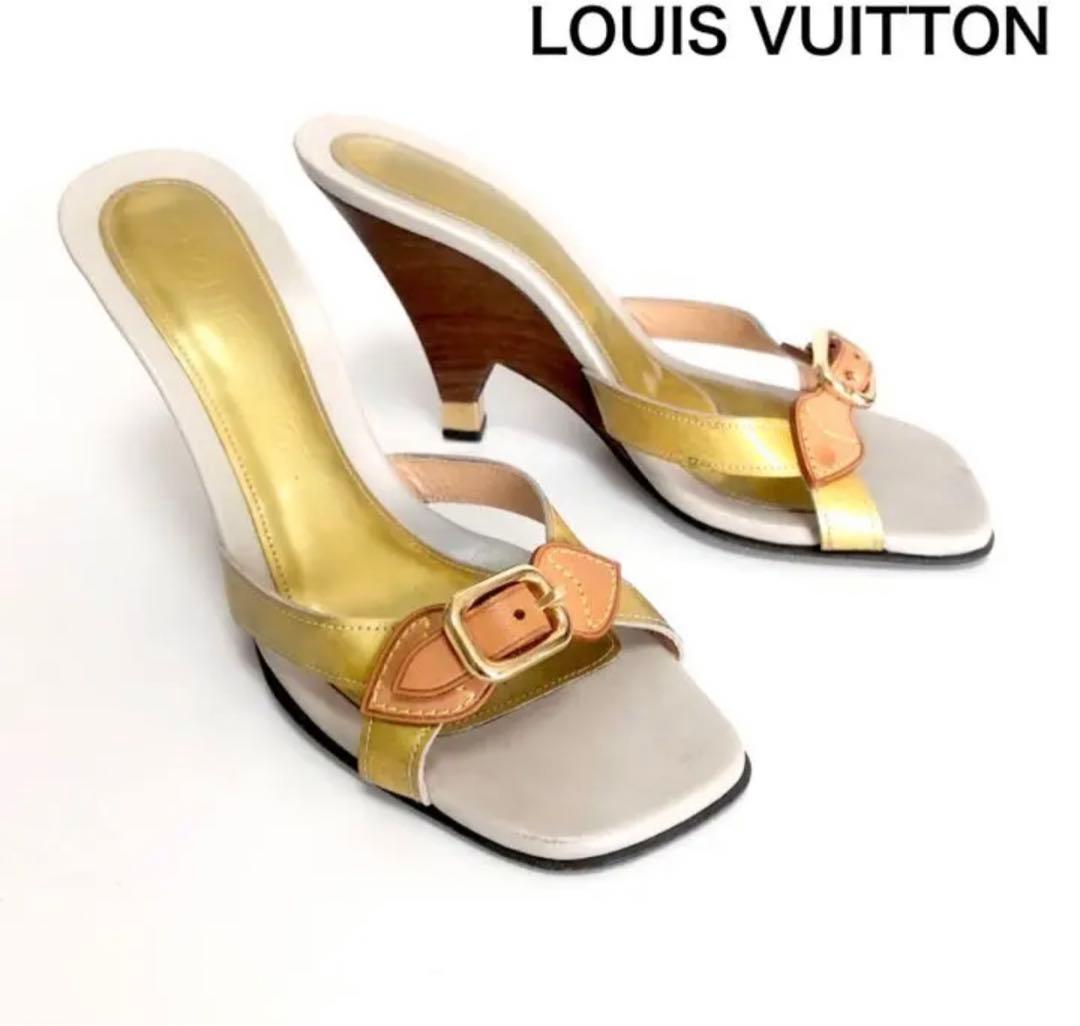 ルイヴィトン　ヴェルニ サンダル　ミュール　イエロー　エナメル　36 1/2 中古・古着通販】LOUIS VUITTON (ルイ ヴィトン) サンダル グリーン