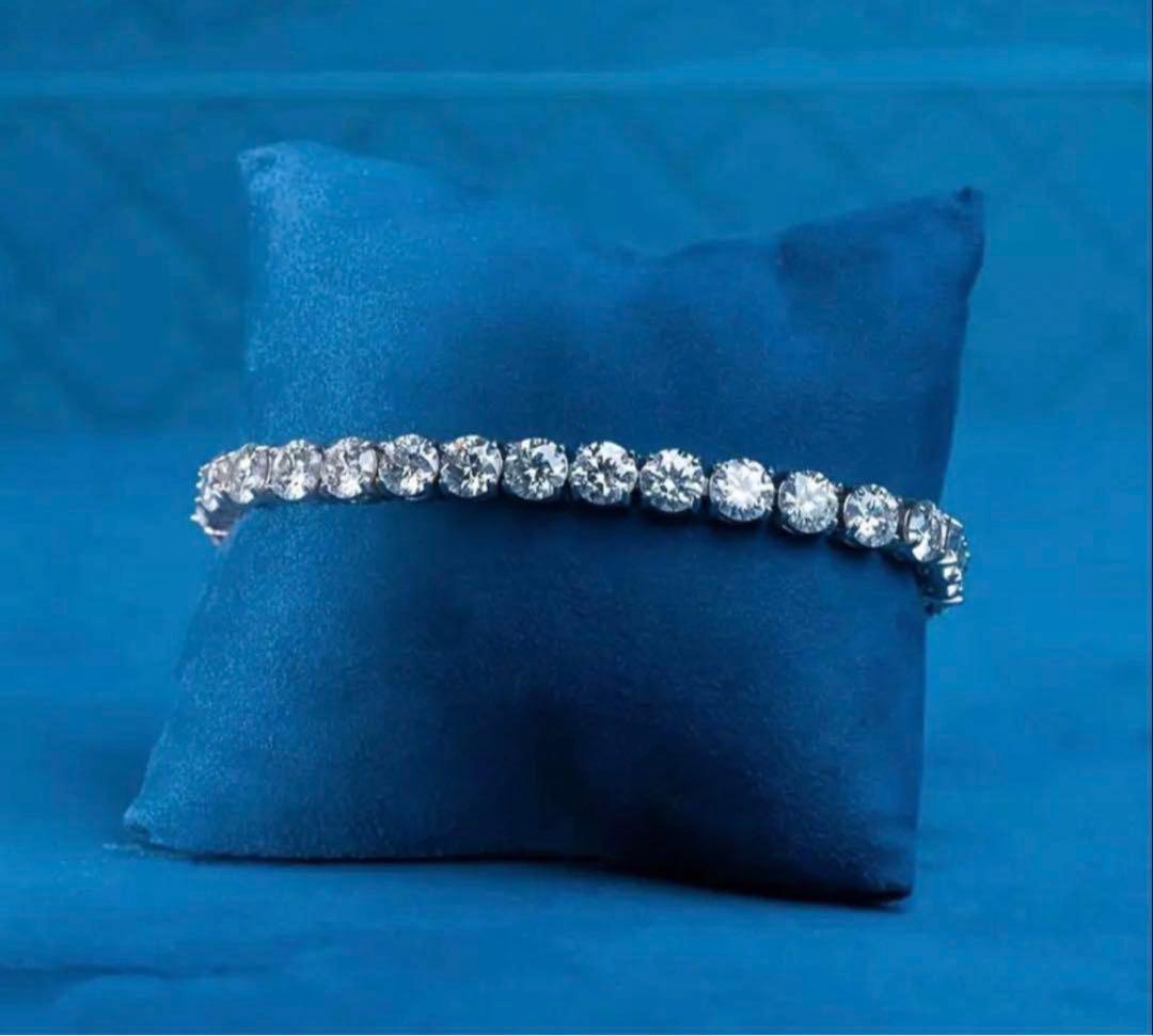 【圧巻10ct】最上級モアサナイト✖︎シルバー925 テニスチェーンブレスレット 最上級】三層モアサナイト テニスチェーンブレスレット｜S925刻印