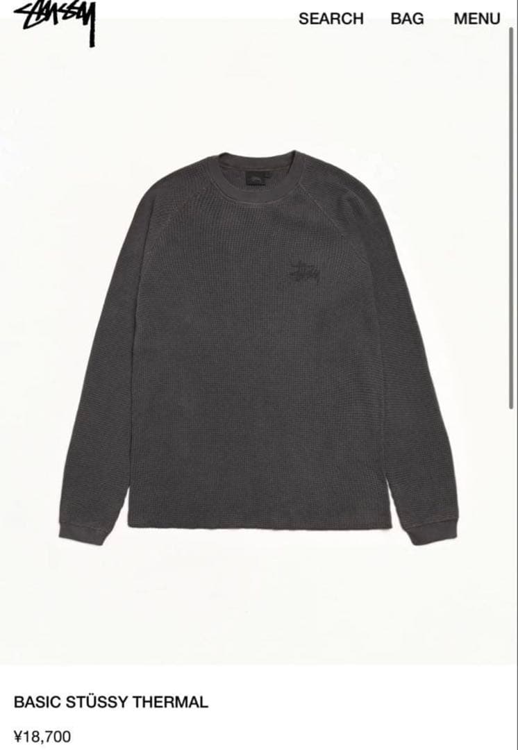 STUSSY BASIC THERMAL black ステューシー サーマル 黒 Basic Stüssy Thermal | HOMEBRED