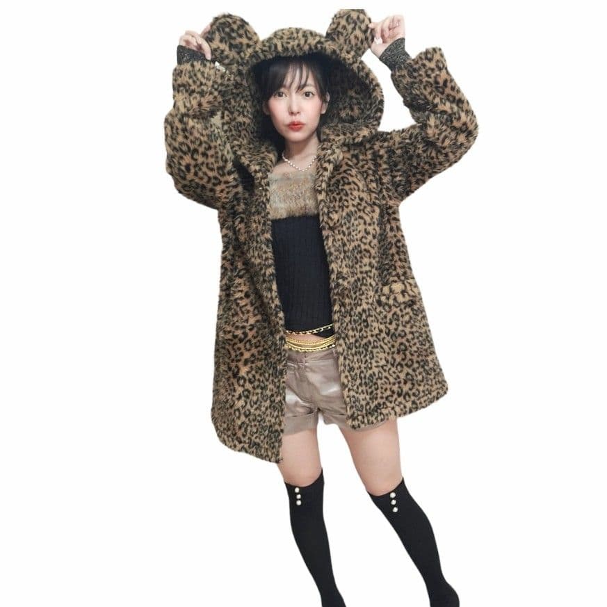 00s廃盤❤︎Y2k 平成ギャル 豹柄 ファーコート くま耳 itimi - メルカリ