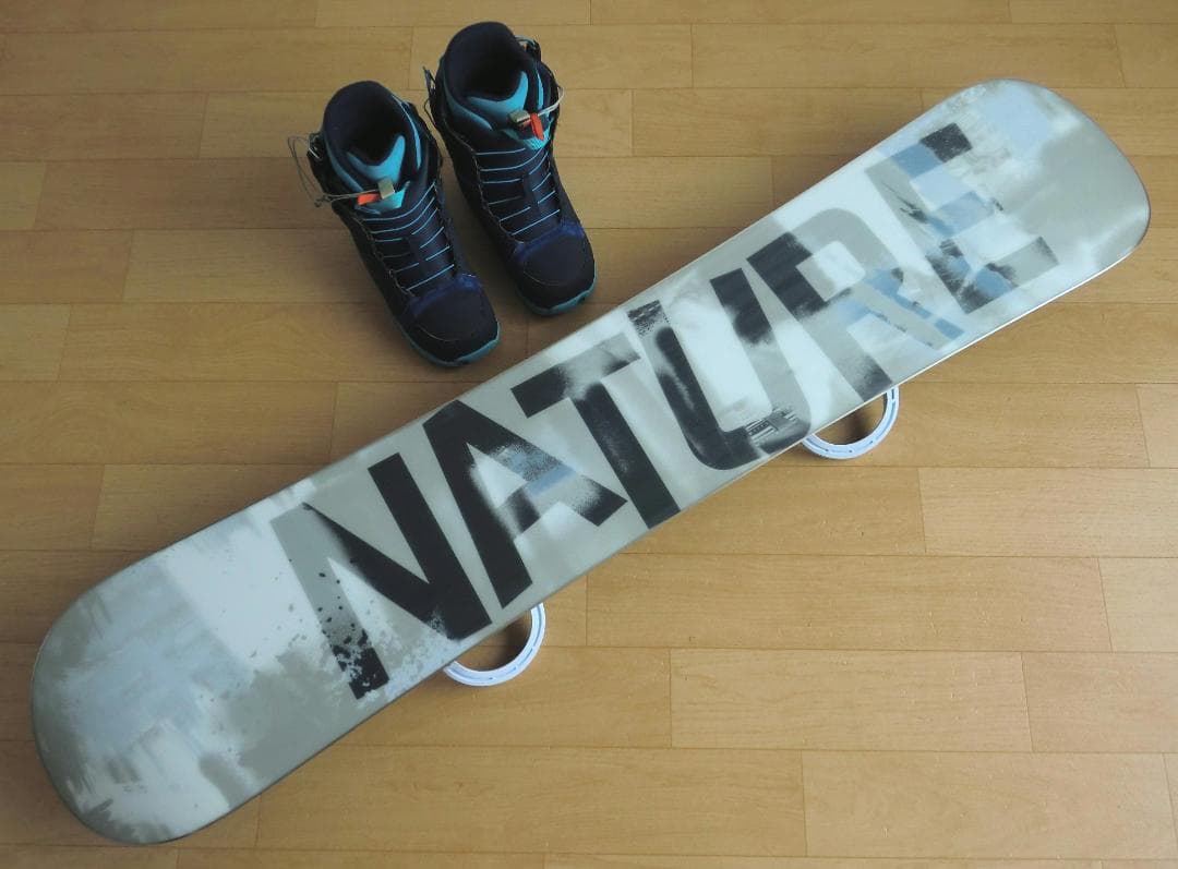 □□送料無料□nature□メンズスノボセット□板148靴25.5□WAX済