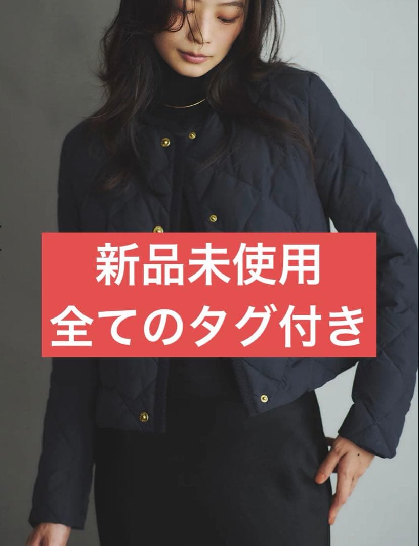 TAION×anuans】ノーカラーキルティングショートダウン ネイビー - メルカリ