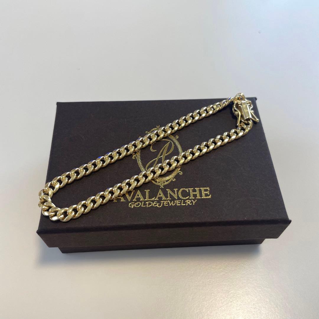 アヴァランチ　10k イエローゴールド　マイアミブレスレット　18cm メンズ 10K イエローゴールド マイアミブレスレット 幅4.5mm 18cm-20cm