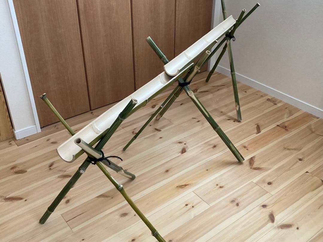 天然竹　流しそうめん台　3m×3台 そうめん流し器 竹 流しそうめん機 卓上 家庭用 大型 竹流麺