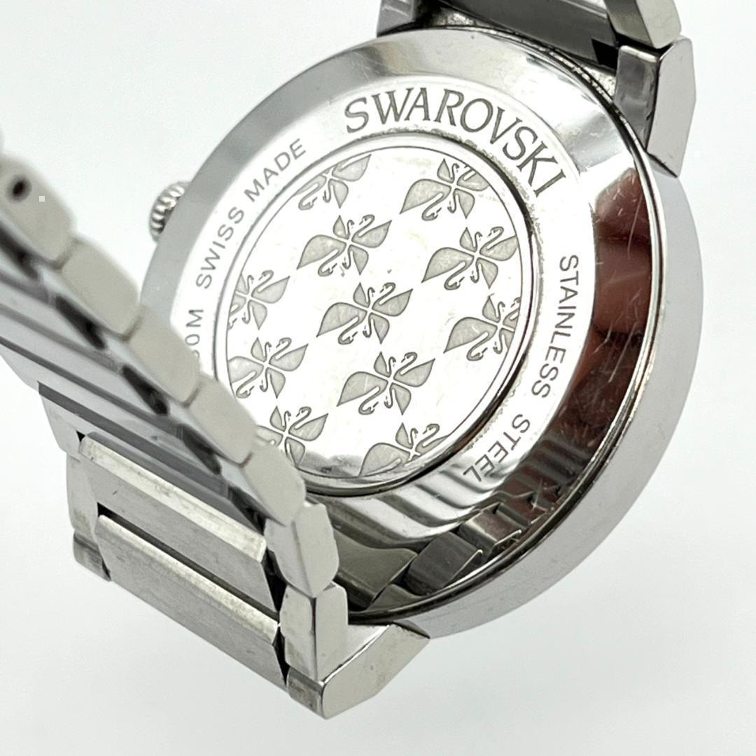 良品 スワロフスキー 時計 電池交換済 ダイヤ ロゴ金具 2針 ラウンド