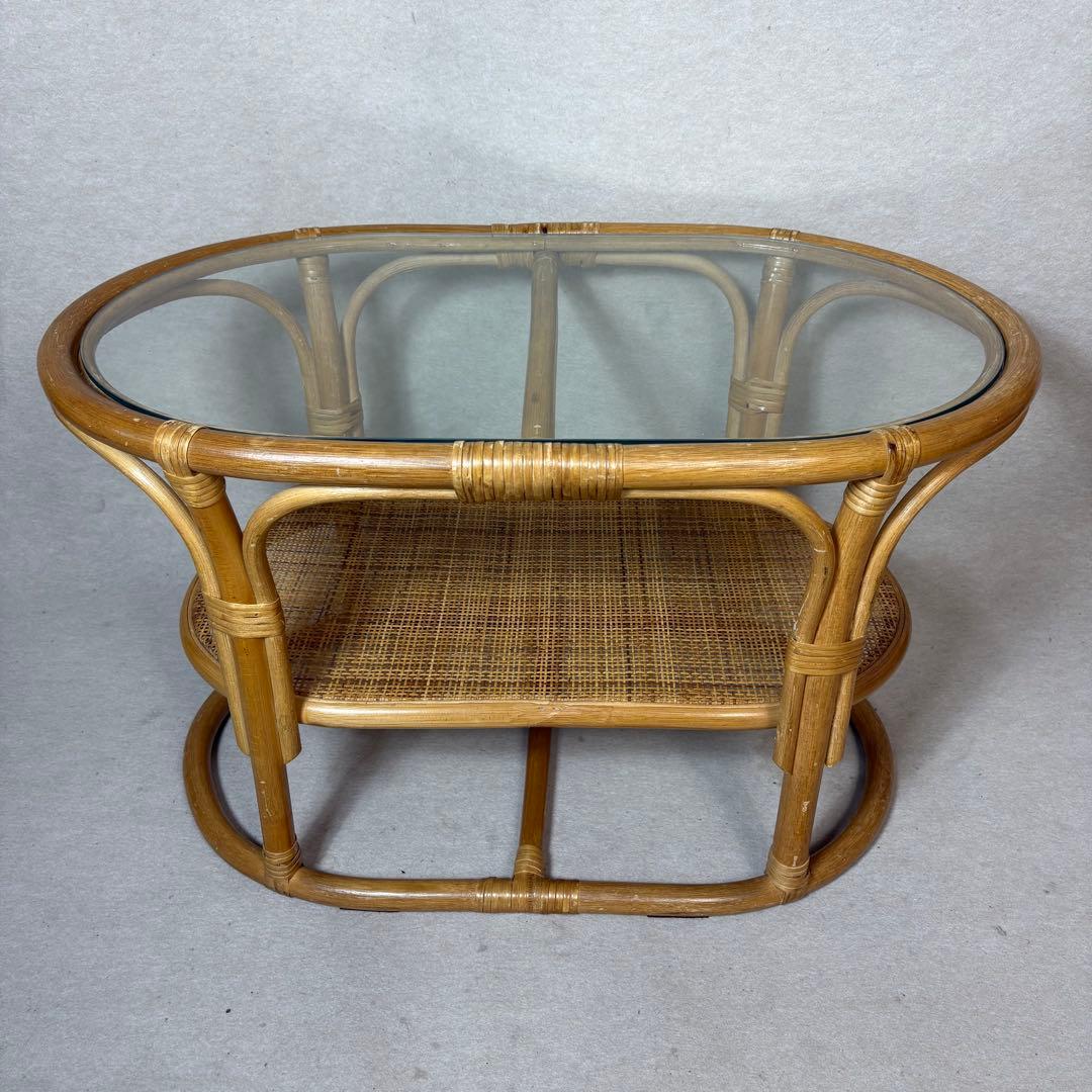 ラタン 籐 テーブル センターテーブル ローテーブル 円形 丸テーブル ガラス ラタン テーブル ガラス 天板 ローテーブル 丸型 センターテーブル 丸