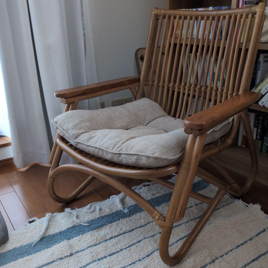パーソナルチェア（ラタン×籐） パーソナルチェア ラタン リラックスチェア ナチュラル クッション