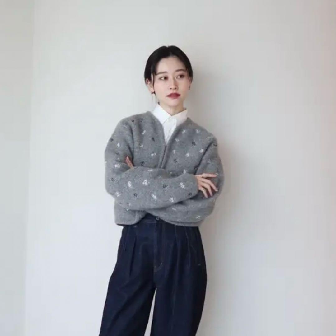 ジャケット・アウター FLOWER EMBROIDERY KNIT JACKET / CREDONA CREDONA - FLOWER EMBROIDERY KNIT JACKET / フラワーエンブロイダリー