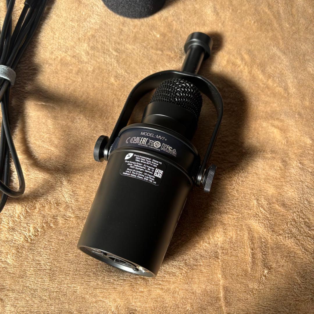 美品】SHURE MV7+ ブラック｜オーディオテクニカデスクマイクスタンド
