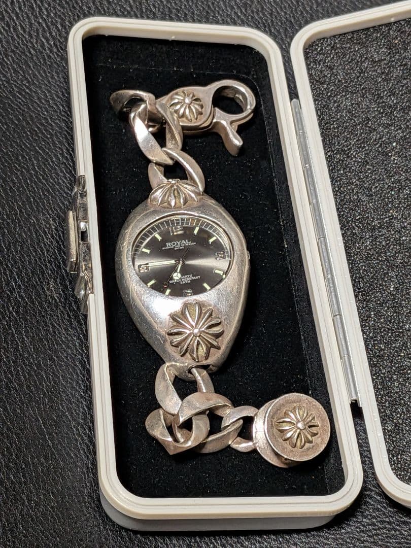 KENシルバー925 ウォッチクロス柄　ブラッケンリッチ　蓋無　可動 KEN様専用シルバー925 ウォッチクロス柄 ブラッケンリッチ 蓋無 可動