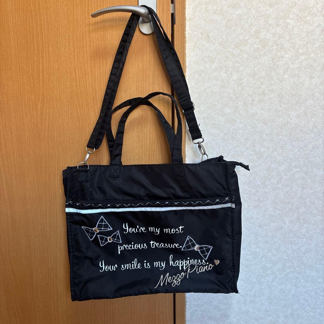 Mezzo Piano 黒 トートバッグ リボン刺繍 - メルカリ