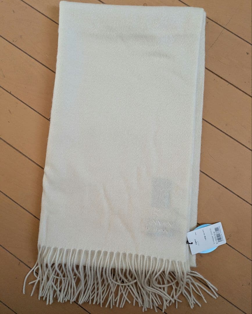 新品タグ付きLANVINCOLLECTIONカシミヤ100％マフラーストール白 ランバン オン ブルー LANVIN en Bleu 【 LANVIN en Bleu （ランバン