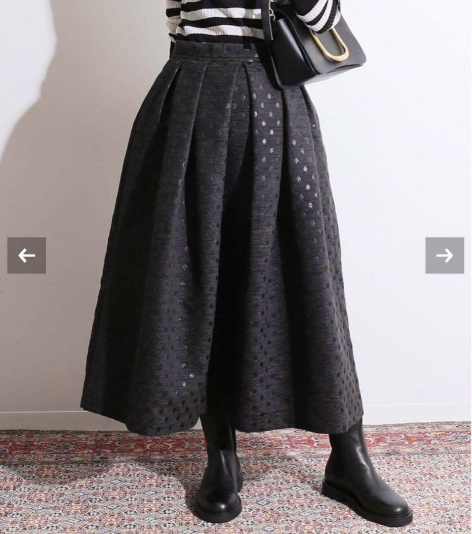 IENA LA BOUCLE ドットジャガードタックスカート