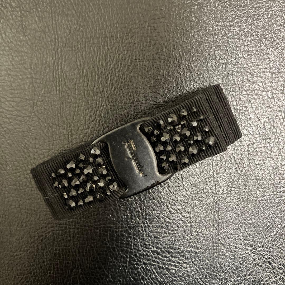 Salvatore Ferragamo バレッタ　黒　ビジュー FERRAGAMO（フェラガモ） バレッタ ヘアアクセサリー ヴァラ ボウ