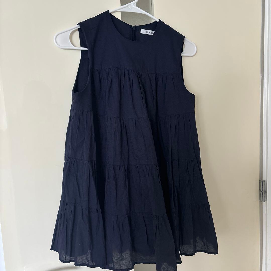 MARIHA マリハ　ティアード　ノースリーブカットソー　紺 中古・古着通販】MARIHA (マリハ) ノースリーブワンピース ブルー