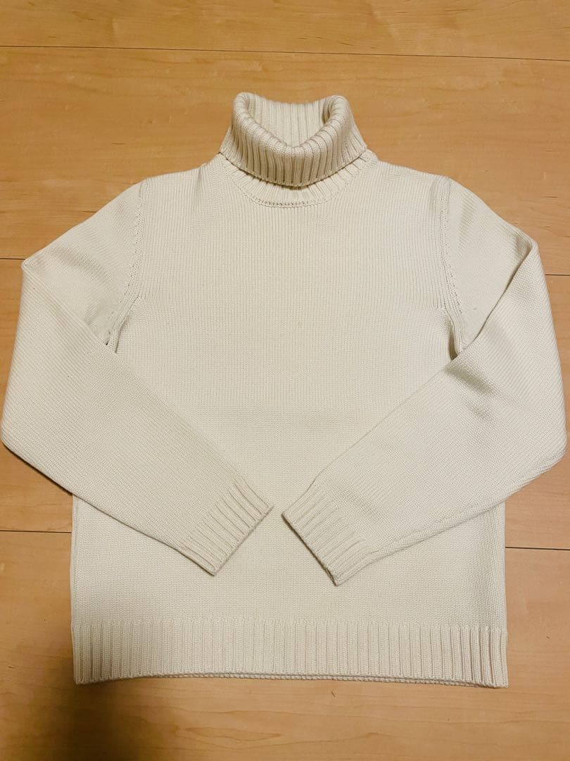ZANONE 5ゲージ ソリッドウール タートルネックニット　オフホワイト46 ZANONE（ザノーネ）5ゲージウールタートルネックニット DV/SLIM FIT