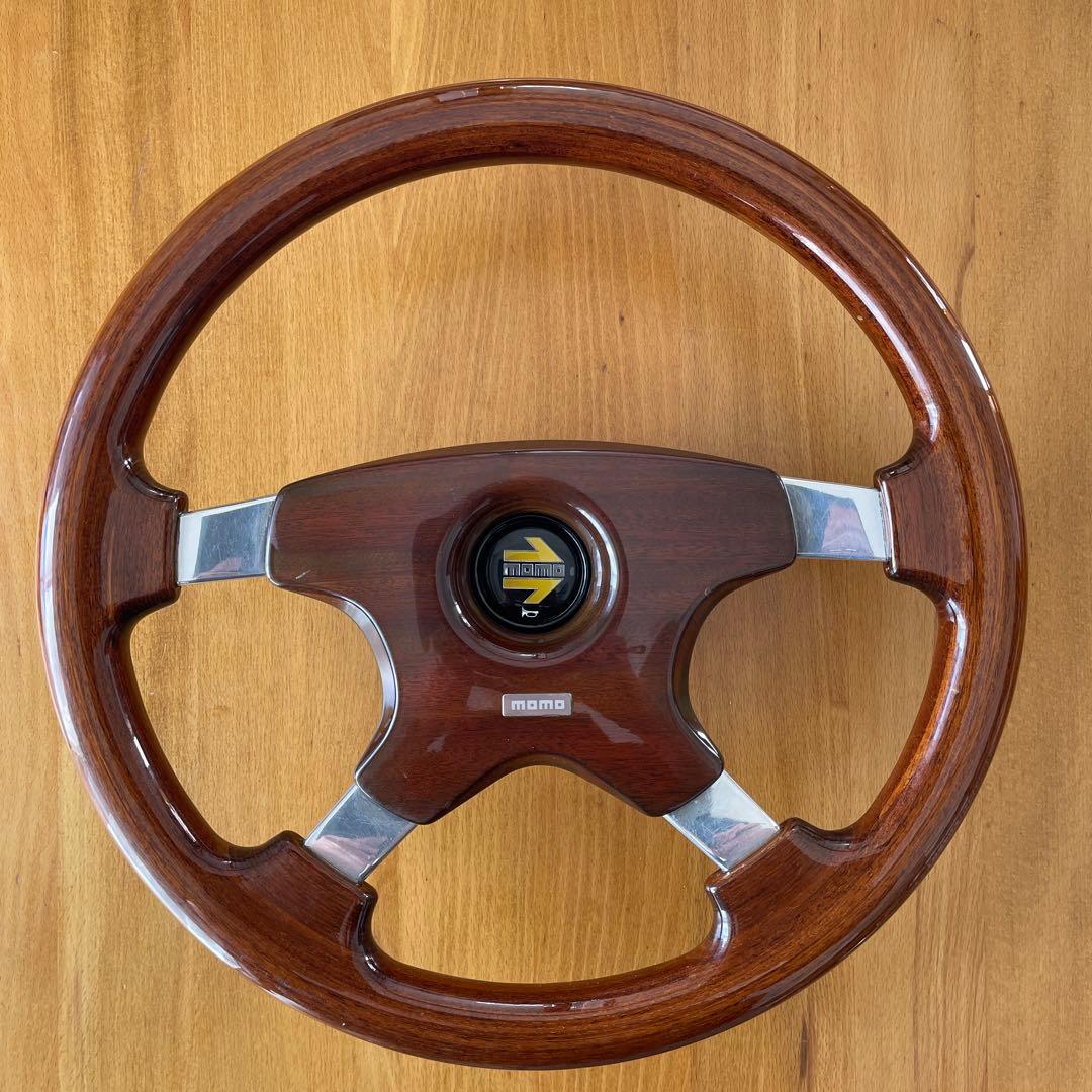 MOMOステアリングウッドハンドル FIGHTER EVO LEATHER&WOOD （F-34)