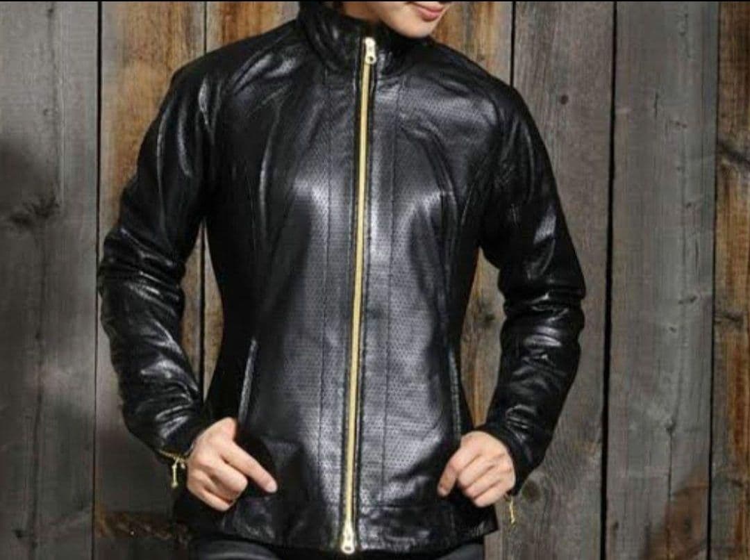 カドヤ BLACK Curvy シングルライダース パンチングレザー 牛革 M カドヤ（KADOYA） MF-Riders.2 [Black Curvy] シングルライダース