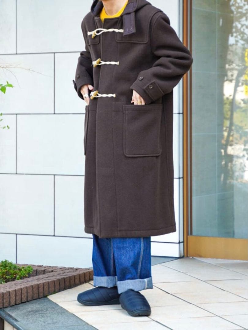 【美品】LENOウールカシミヤメルトンダッフルコート（ブラウン） カシミヤ混 中古・古着通販】LENO (リノ) ウール カシミヤ ロング ダッフル コート