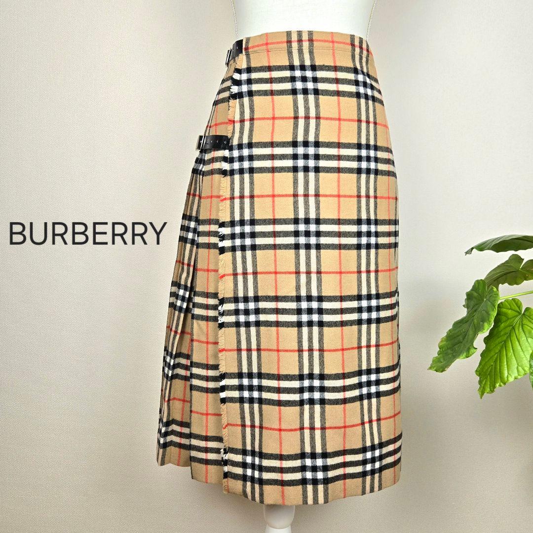 BURBERRY バーバリー プリーツ フレアスカート ノバチェック ベルト Burberry バーバリー ノバチェック プリーツスカート ロング 牛革