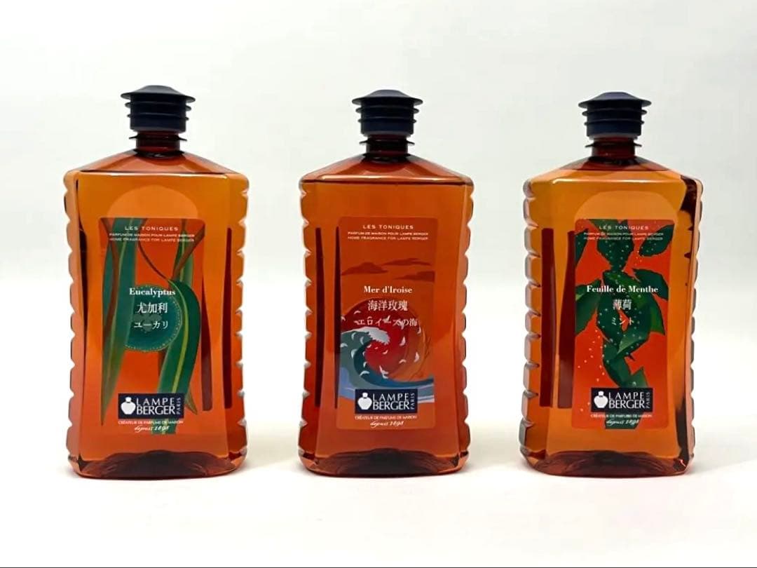 新品未開封★ランプベルジェ・オイル３本セット　ユーカリ　エロイーズの海　ミント cha-3hon600.jpg
