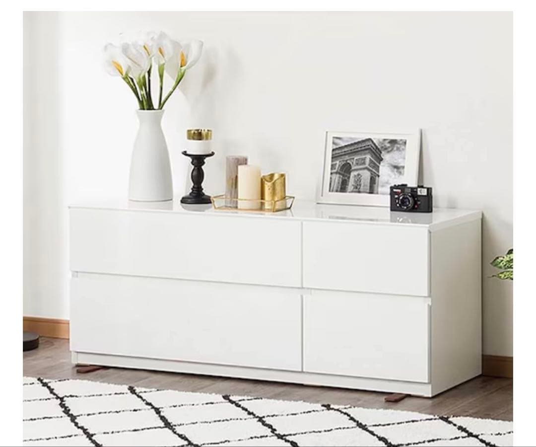 ホワイト 4段チェスト シンプルデザイン アルファタカバ ローチェスト 幅80 白 ホワイト チェスト タンス 4段