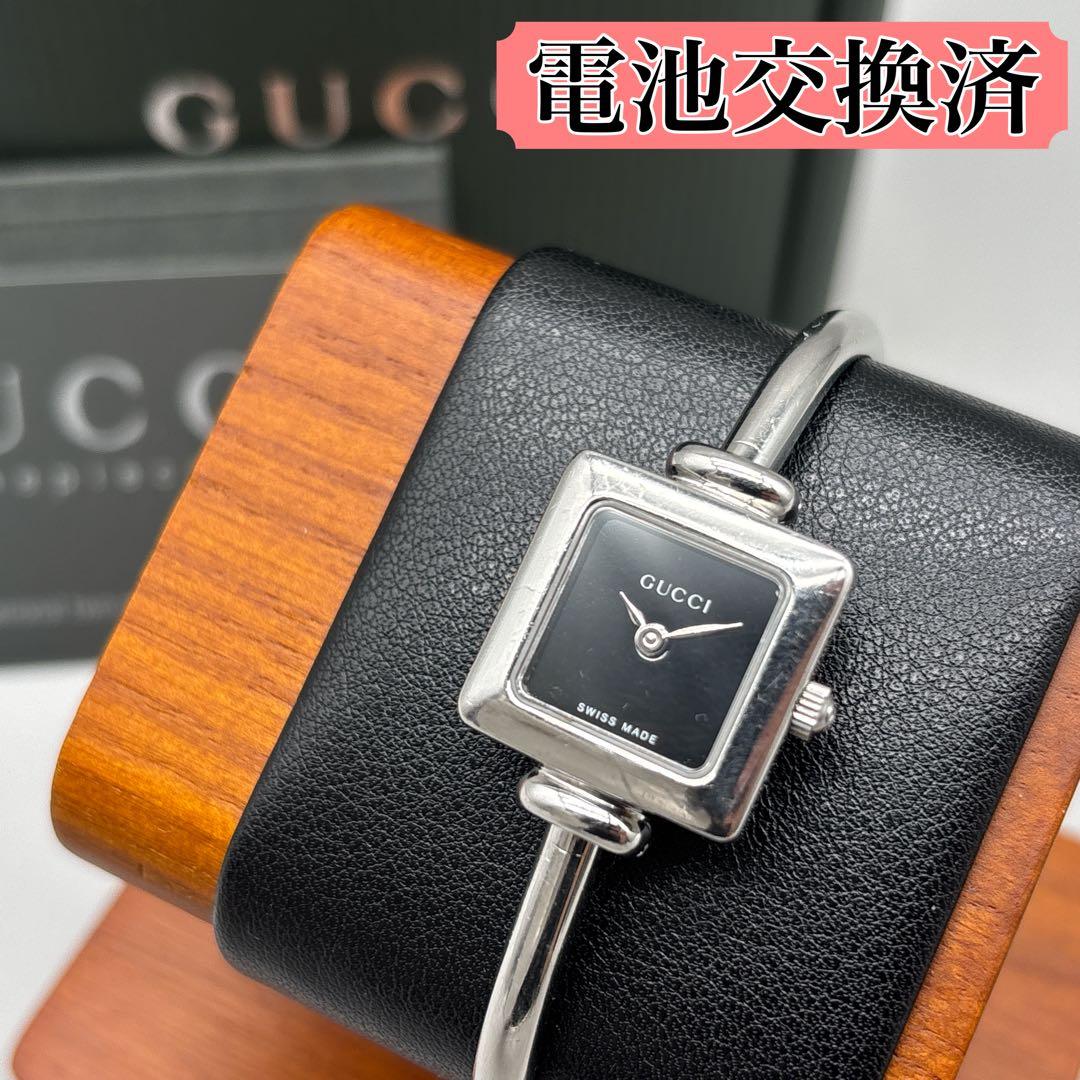 電池交換済】GUCCI 1900L レディース バングルウォッチ シルバー