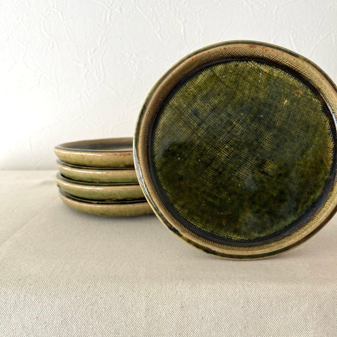 M787 ○織部焼　作家さん　丸プレート【5枚】未使用 丸プレート｜24cm｜アイボリー｜磁器｜ORLO｜美濃焼｜うちる｜和食器の