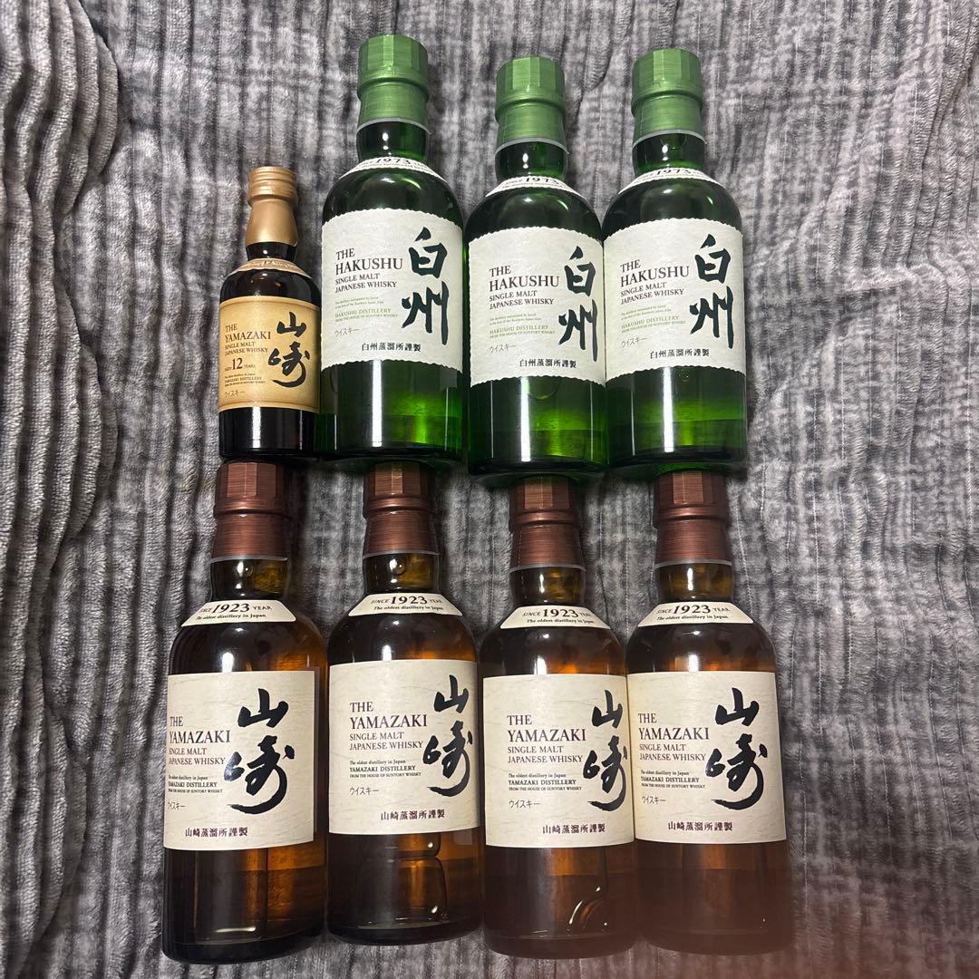 【値下げ】山崎・山崎12年・白州ウイスキー ミニボトル8本セット 楽天市場】サントリー シングルモルト 山崎NV180ml 山崎12年50ml 白州