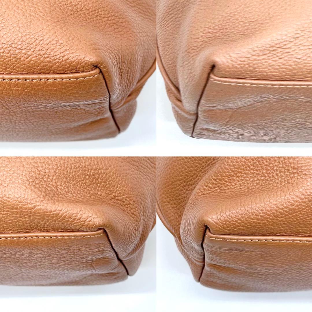 極美品✨トリーバーチ トートバッグ しぼ革 ボンボンチャーム ブラウン