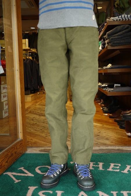 FOB FACTORY モールスキンパンツ サイズ4 オリーブ FOB FACTORY（エフオービーファクトリー） モールスキン素材2タック